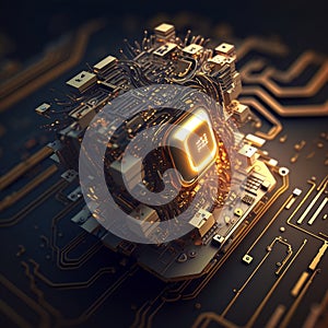 Quantum computing circuit with Abstract futuristic design. Generative AI