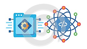Quantum Computing Code, Advanced Algorithms Digital Science. vector design Generative AI