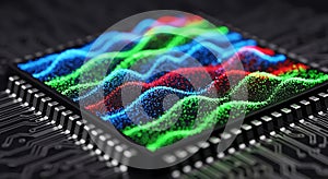 Quantum Computing Colorful Waveform on Microchip Processor