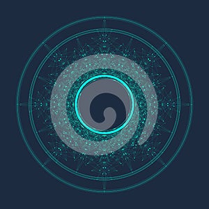 Quantum computing concept. Deep learning artificial intelligence. Big data algorithms visualization for business