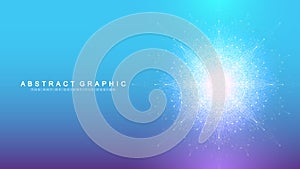 Quantum computing concept. Deep learning artificial intelligence. Big data algorithms visualization for business