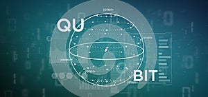 Quantum computing concept with qubit icon 3d rendering