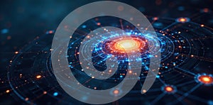 Quantum Computing Core An abstract, glowing representation of a quantum computing core. Intricate, luminous pathways and energy