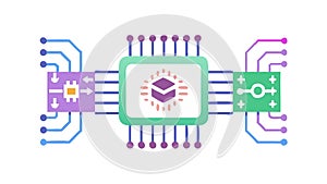 Quantum computing core: advanced digital processing and data, vector design Generative AI