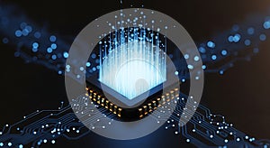 Quantum Computing CPU Processor with Data Flow, AI Technology