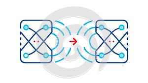 Quantum Computing Data Exchange Icon, Abstract Network Vector, vector design Generative AI