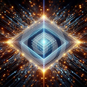 Quantum computing data stream. Blockchain matrix