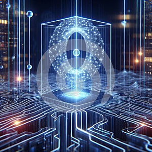 Quantum computing data stream. Blockchain matrix