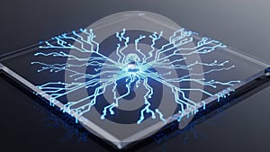 Quantum computing and digital brain neural network, artificial intelligence and machine learning concept, global connection