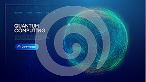 Quantum computing and digital innovation concept with futuristic technology sphere