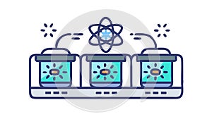 Quantum Computing High-Tech Data Processing Atom, vector design Generative AI