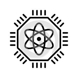 Quantum computing icon atom chip technology innovation symbol
