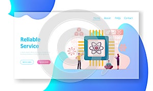 Quantum Computing Landing Page Template. Quantum-mechanical Phenomena Superposition to Perform Computation