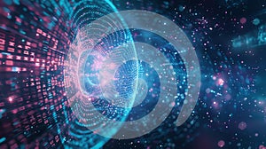 Quantum Computing Matrix in AI against a abstract deep space background photo