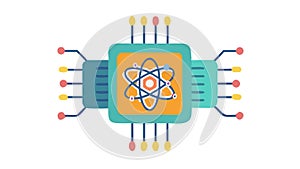 Quantum Computing Microchip and AI Processor Technology, vector design Generative AI