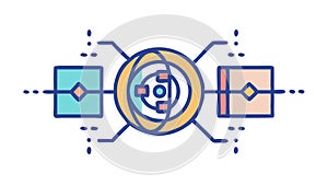 Quantum Computing Network or Interconnected Data Nodes, vector design Generative AI