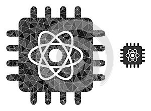 Quantum Computing Polygonal Lowpoly Flat Icon