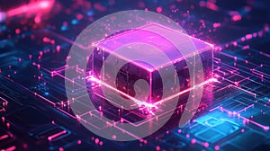 Quantum computing processing data on futuristic circuit board