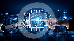 Quantum Computing Processor Powering Future AI Technology Motif