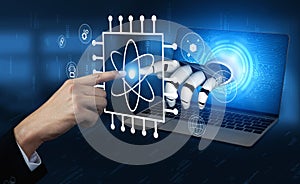 Quantum Computing Processor Powering Future AI Technology Motif