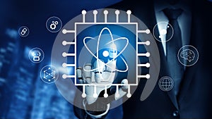 Quantum Computing Processor Powering Future AI Technology Motif