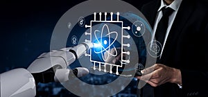 Quantum Computing Processor Powering Future AI Technology Motif