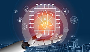 Quantum Computing Processor Powering Future AI Technology Motif