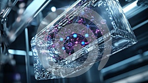 Quantum Computing Qubit Processor Future Technology Scientific Research Illustration. Abstract Quantum Circuit.