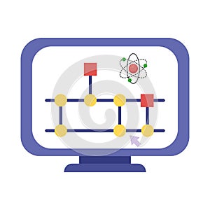 Quantum computing simulation artificial intelligence illustration