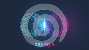 Quantum computing systems. Quantum physics. Deep learning artificial intelligence. Big data algorithms visualization
