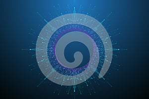 Quantum computing technology concept. Deep learning artificial intelligence. Big data algorithms visualization for