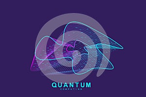 Quantum computing technology concept. Deep learning artificial intelligence. Big data algorithms visualization for