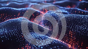 Quantum computing technology with glowing particles representing data flow