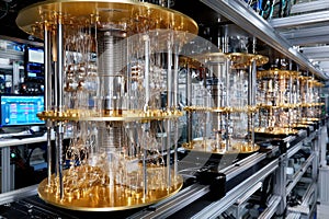 Quantum computing technology showcased in a modern laboratory setting with advanced equipment
