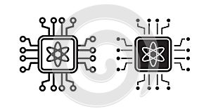 Quantum computing thin line vector icon set
