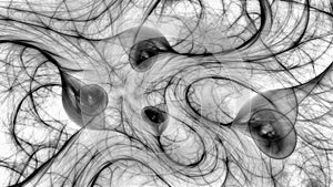 Quantum correlation inverted black and white abstract background photo