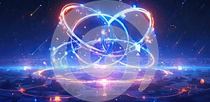 Quantum Correlation in Particle Physics. 3D Illustration of Quantum Entanglement. Background