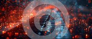 Quantum Cybersecurity Melody: The Future in Code. Concept Quantum Computing, Cybersecurity, Future