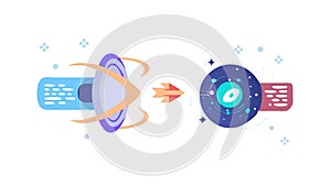 Quantum Data Transfer, Advanced Computing Secure Communication. vector design Generative AI