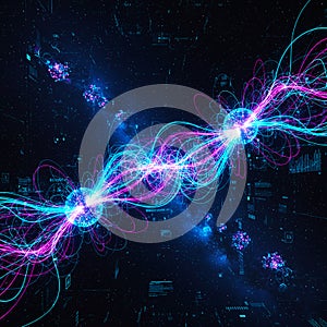 Quantum Entanglement: High-Speed Data Transfer Between Two Abstract Energy Particles.