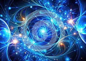 Quantum Entanglement A Visual Exploration of Superposition and Correlation Glowing Blue Light Patterns Reveal the photo