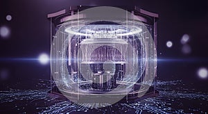 Quantum Future: A Complex Quantum Computer Core Visualization for Tech Innovation