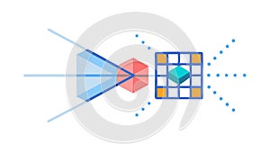 Quantum Information Exchange. Advanced Computing and Data Transfer, vector design Generative AI