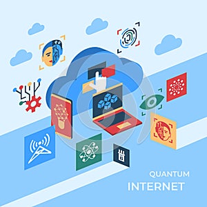 Quantum internet technology icons