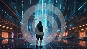 Quantum Phantasm: Cyberpunk Hacker\'s Ephemeral Ballet. Generative AI