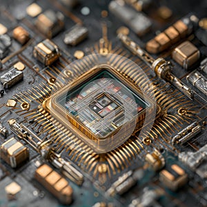 Quantum processor chip with superconducting circuits. By generative Ai