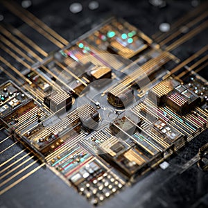 Quantum processor chip with superconducting circuits. By generative Ai