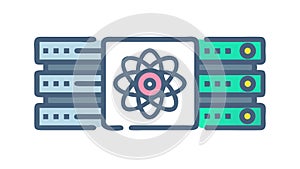 Quantum Servers: Advanced Computing Data Processing, vector design Generative AI