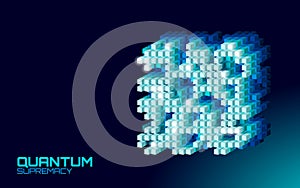 Quantum supremacy high performance computer. Modern technology fast computing web system server. Online connection fast