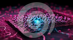 Quantum surface interaction glowing neon pink